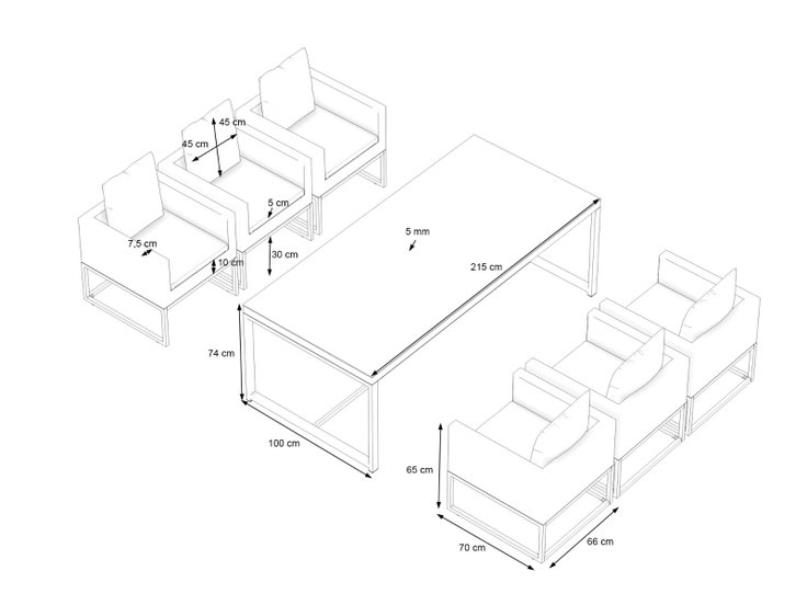 Produktabmessungen - Riva Dining L