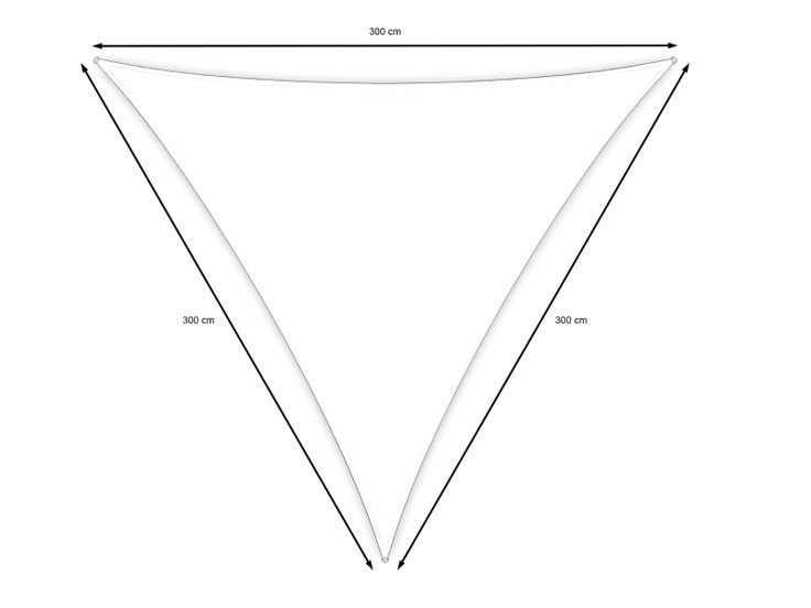Produktabmessungen - Sonnensegel - Dreieckig 3 m