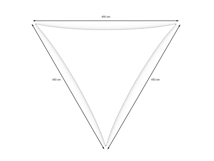Produktabmessungen - Sonnensegel - Dreieckig 4,5 m