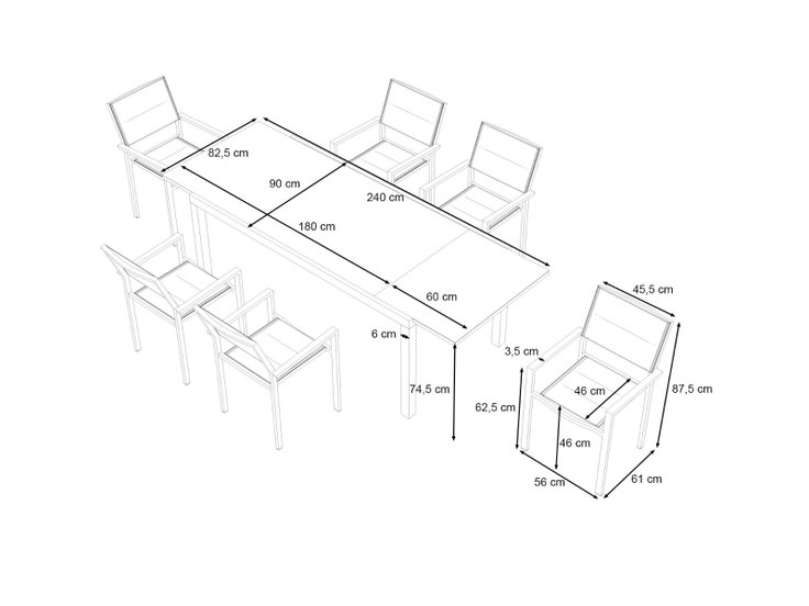 Produktabmessungen - Fabio Dining L