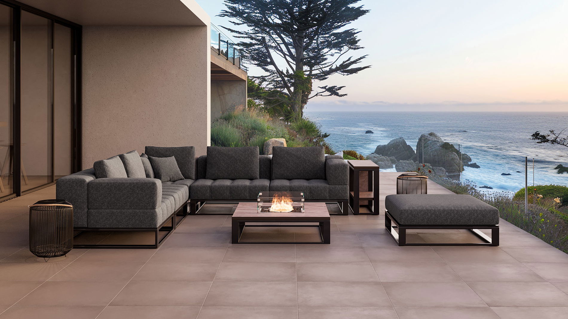 Stripe L mit Feuertisch