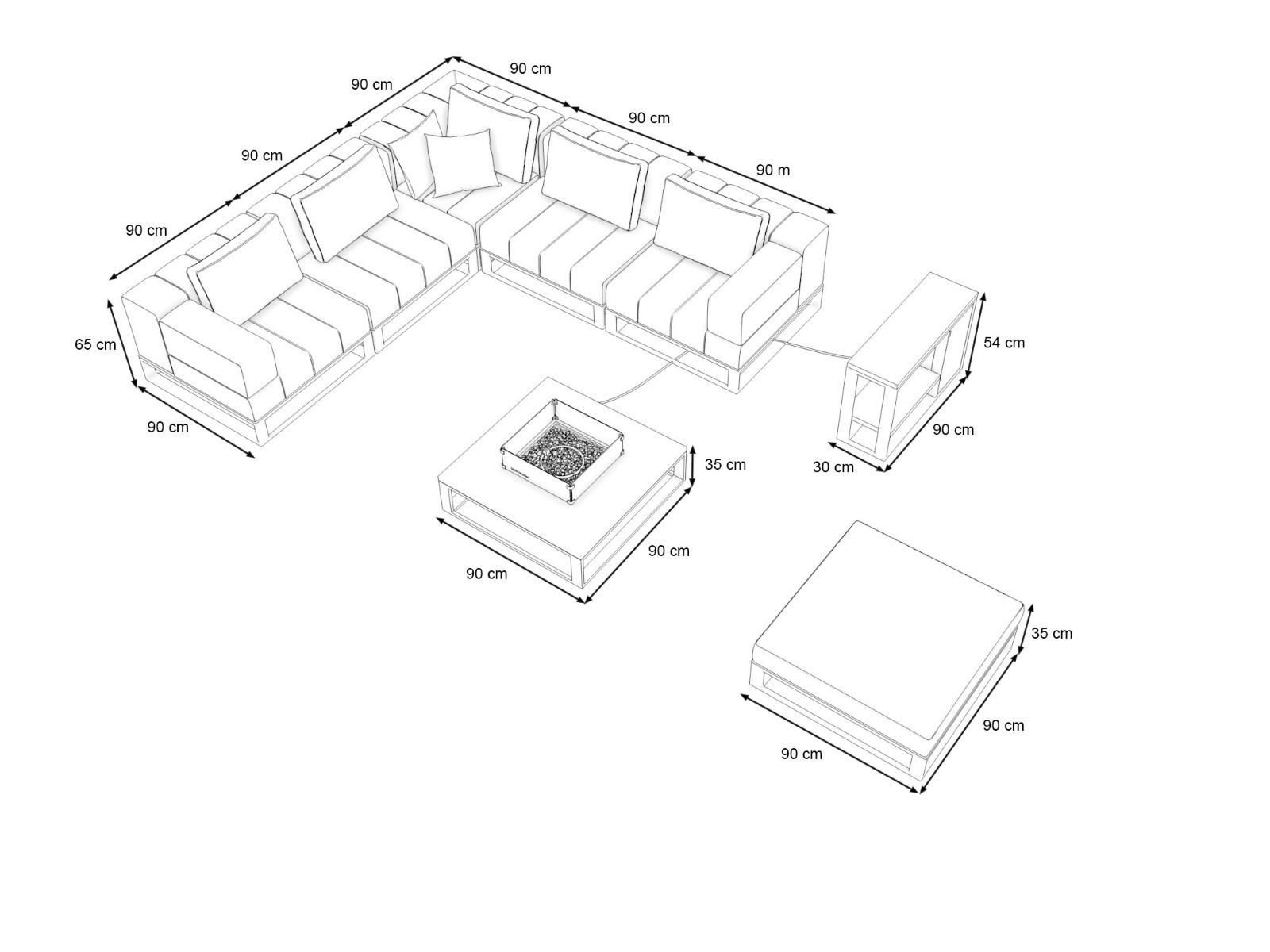 Stripe L mit Feuertisch