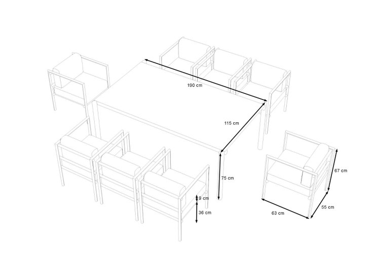 Produktabmessungen - Terra Dining XL