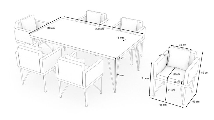 Produktabmessungen - Cordoba Dining L