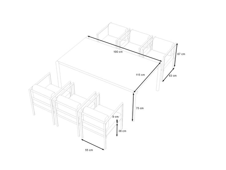 Produktabmessungen - Terra Dining L