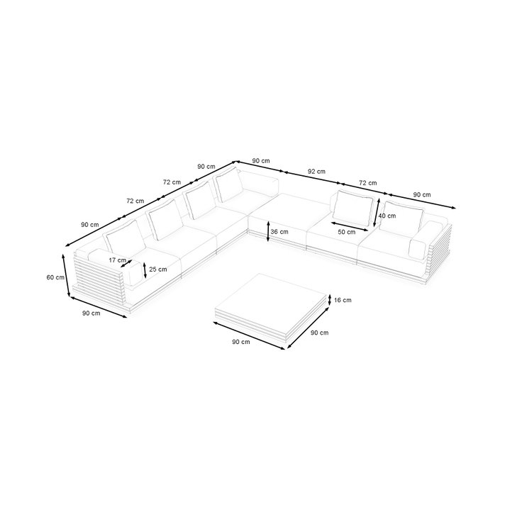Produktabmessungen - Varena Lounge M