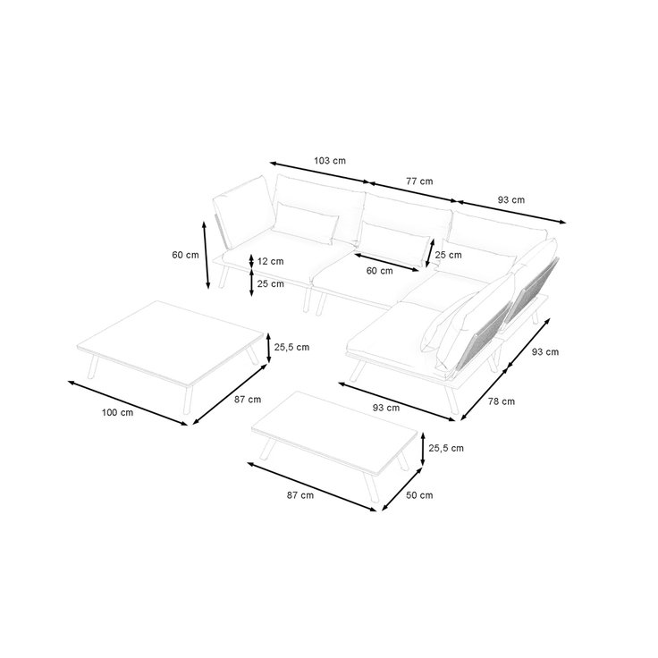 Produktabmessungen - Zanoa Lounge M