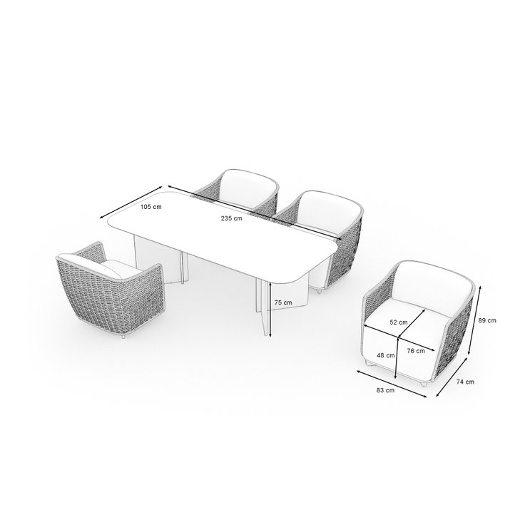 Produktabmessungen - Caracas Dining M