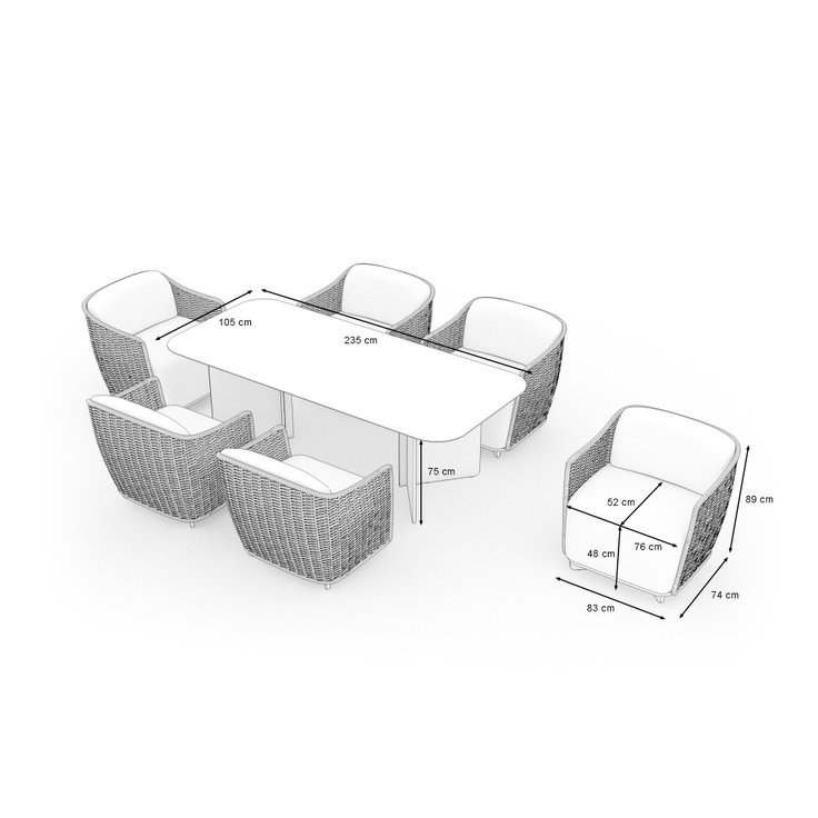 Produktabmessungen - Caracas Dining L