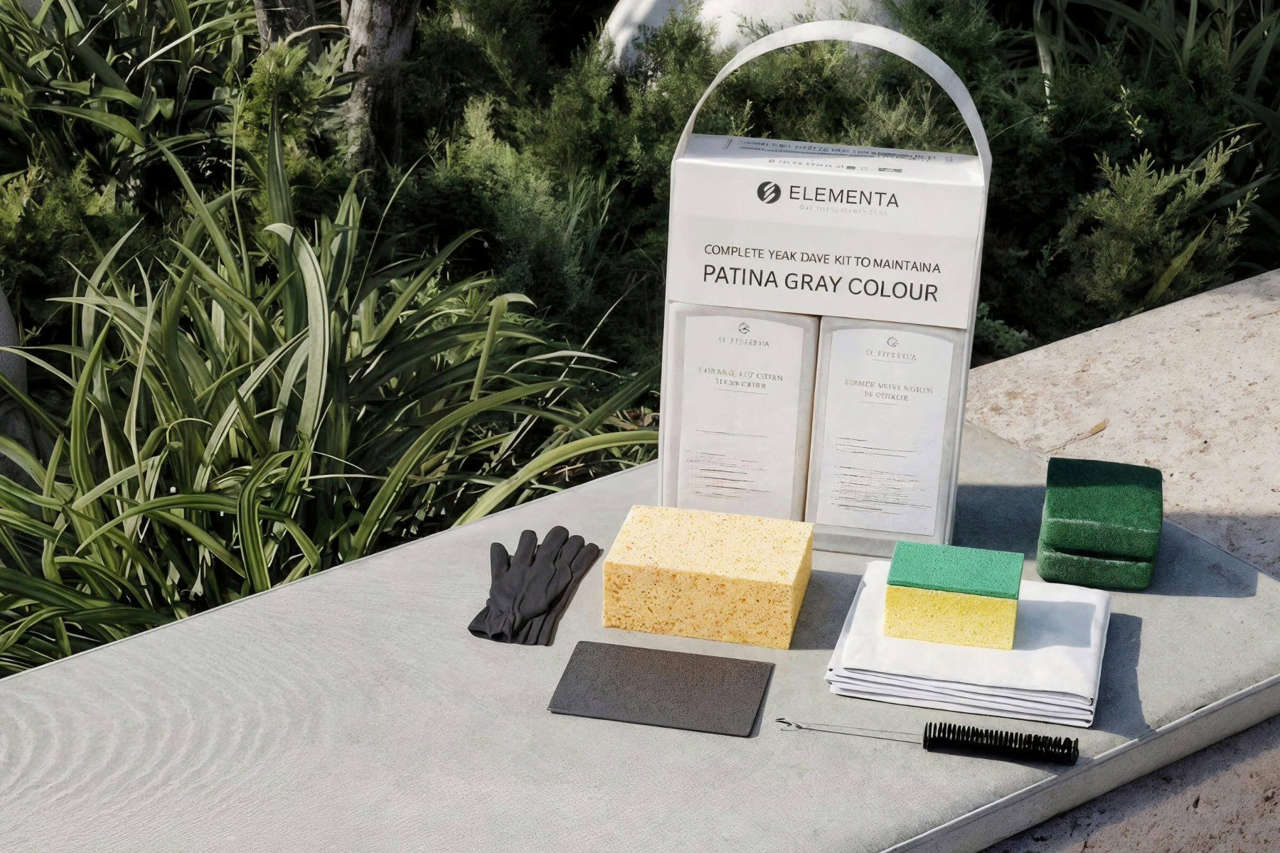 ELEMENTA Teak Kits 3-in-1 Box Pflegemittel, Holz & Hartholz, 2x 1000 ml, Cleaner & Shield