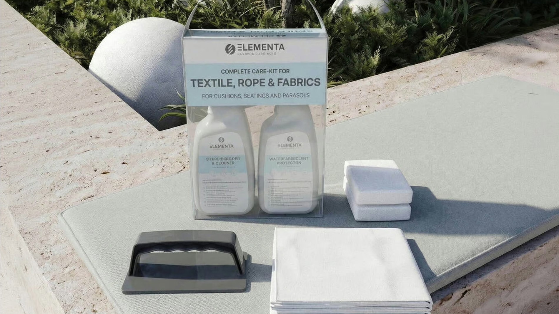 ELEMENTA Fabrics KITS 3-in-1 Box Pflegemittel für Textilien & Stoffe, 2x 750 ml, Cleaner & Protector