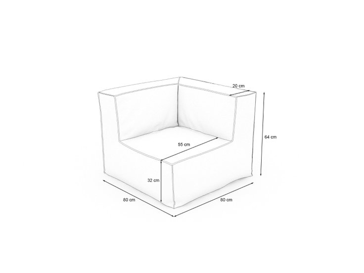 Produktabmessungen - Samba Eckteil für modulares Sofa