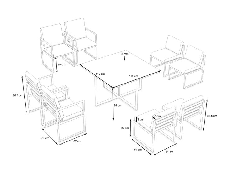 Produktabmessungen - Nova Dining XL