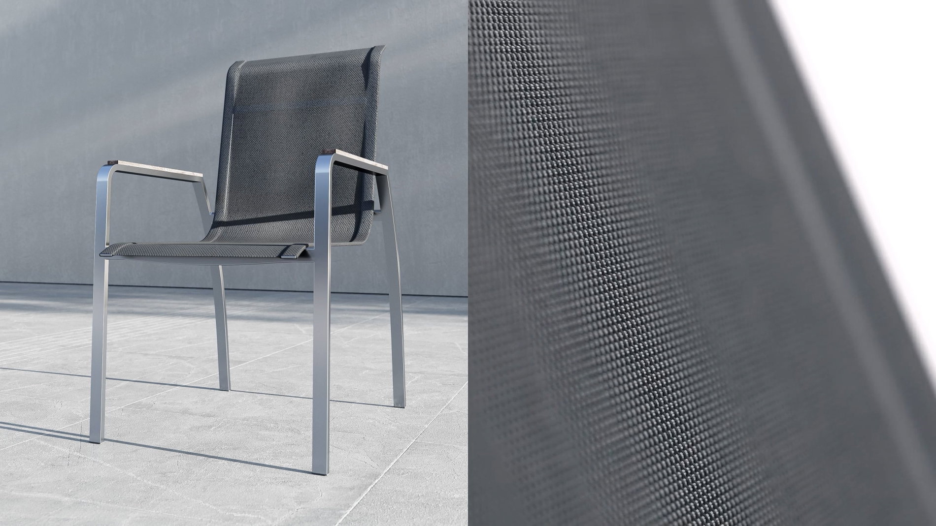 Textilene Hellgrau Nahaufnahme