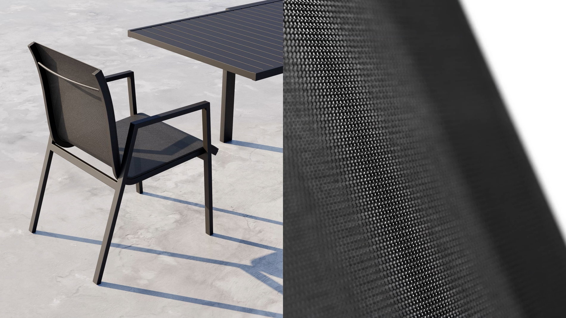 Textilene Schwarz Nahaufnahme